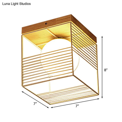 DecorBites™ DecorBites™ Contemporary Square Flush Mount Pendant Light - White/Black, Metal - Ideal for Bedroom Ceiling