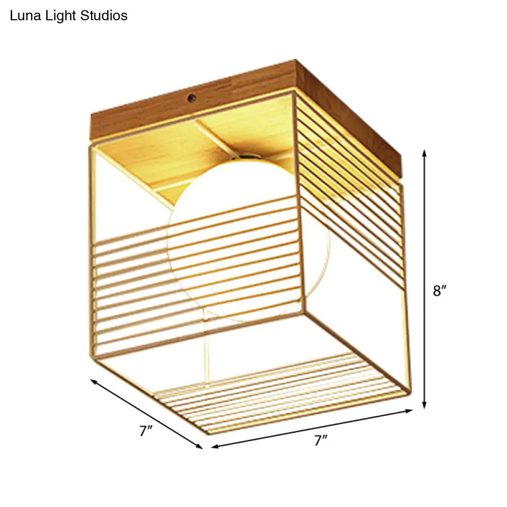 DecorBites™ DecorBites™ Contemporary Square Flush Mount Pendant Light - White/Black, Metal - Ideal for Bedroom Ceiling