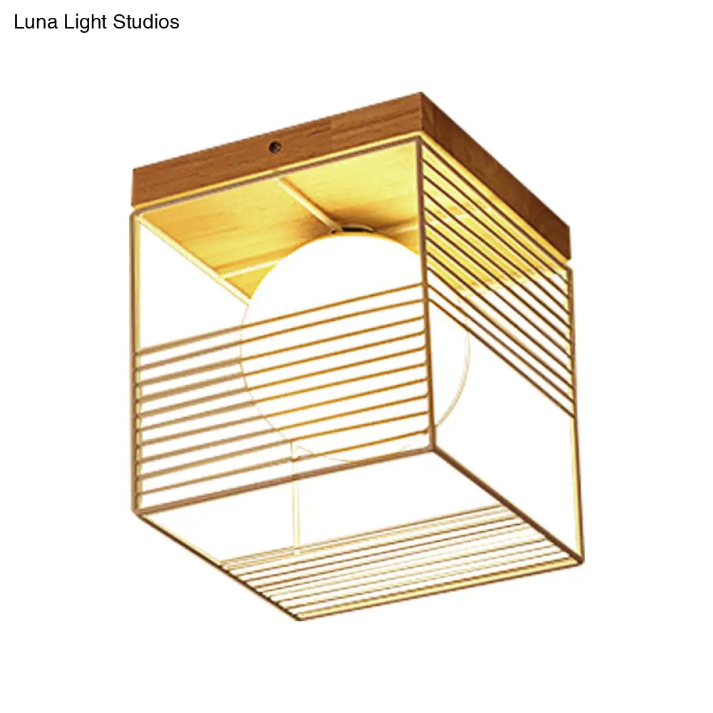 DecorBites™ DecorBites™ Contemporary Square Flush Mount Pendant Light - White/Black, Metal - Ideal for Bedroom Ceiling