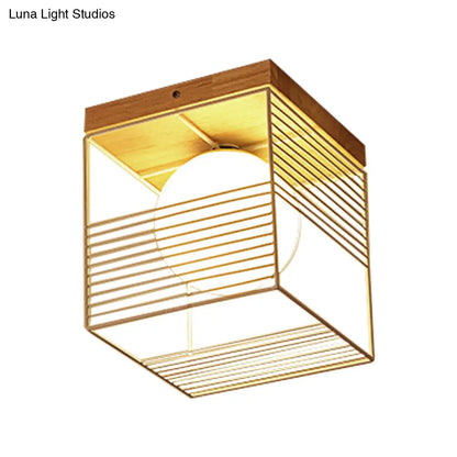 DecorBites™ DecorBites™ Contemporary Square Flush Mount Pendant Light - White/Black, Metal - Ideal for Bedroom Ceiling