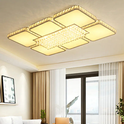DecorBites™ DecorBites™ Contemporary Square LED Crystal Ceiling Light - White or Warm Light - Perfect for Living Rooms
