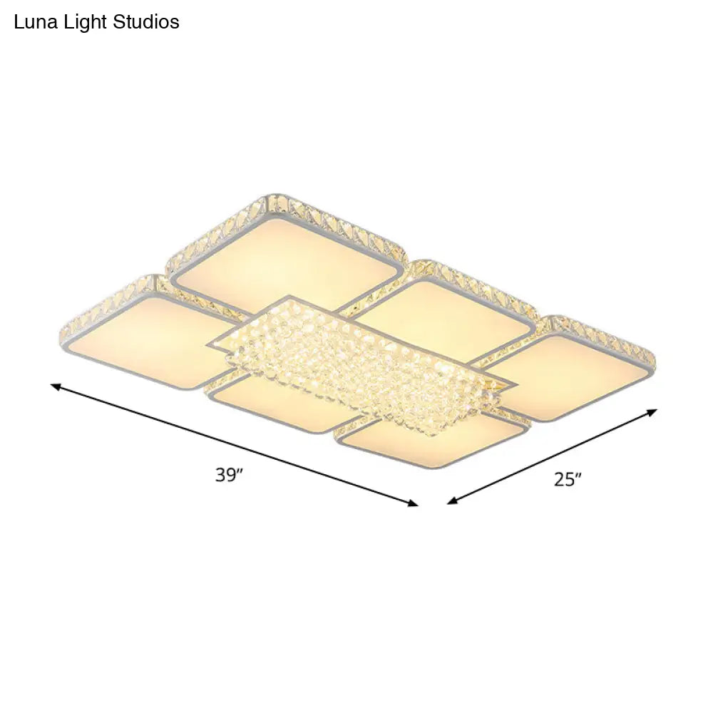 DecorBites™ DecorBites™ Contemporary Square LED Crystal Ceiling Light - White or Warm Light - Perfect for Living Rooms