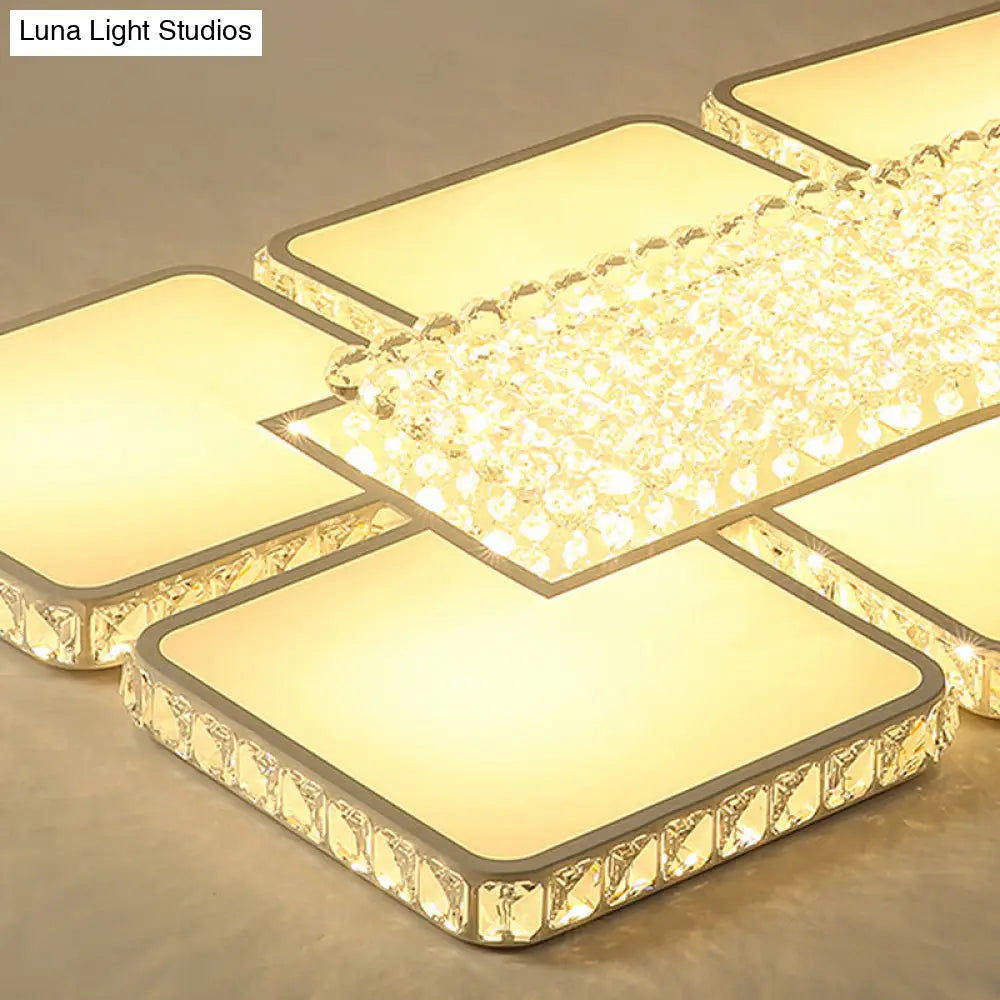 DecorBites™ DecorBites™ Contemporary Square LED Crystal Ceiling Light - White or Warm Light - Perfect for Living Rooms