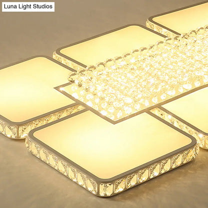 DecorBites™ DecorBites™ Contemporary Square LED Crystal Ceiling Light - White or Warm Light - Perfect for Living Rooms