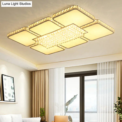 DecorBites™ DecorBites™ Contemporary Square LED Crystal Ceiling Light - White or Warm Light - Perfect for Living Rooms