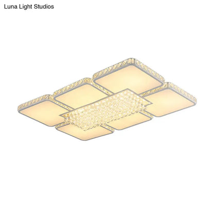 DecorBites™ DecorBites™ Contemporary Square LED Crystal Ceiling Light - White or Warm Light - Perfect for Living Rooms