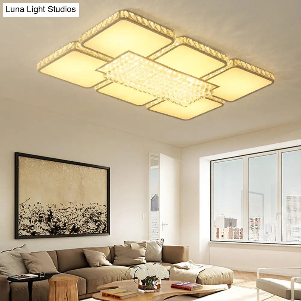 DecorBites™ DecorBites™ Contemporary Square LED Crystal Ceiling Light - White or Warm Light - Perfect for Living Rooms