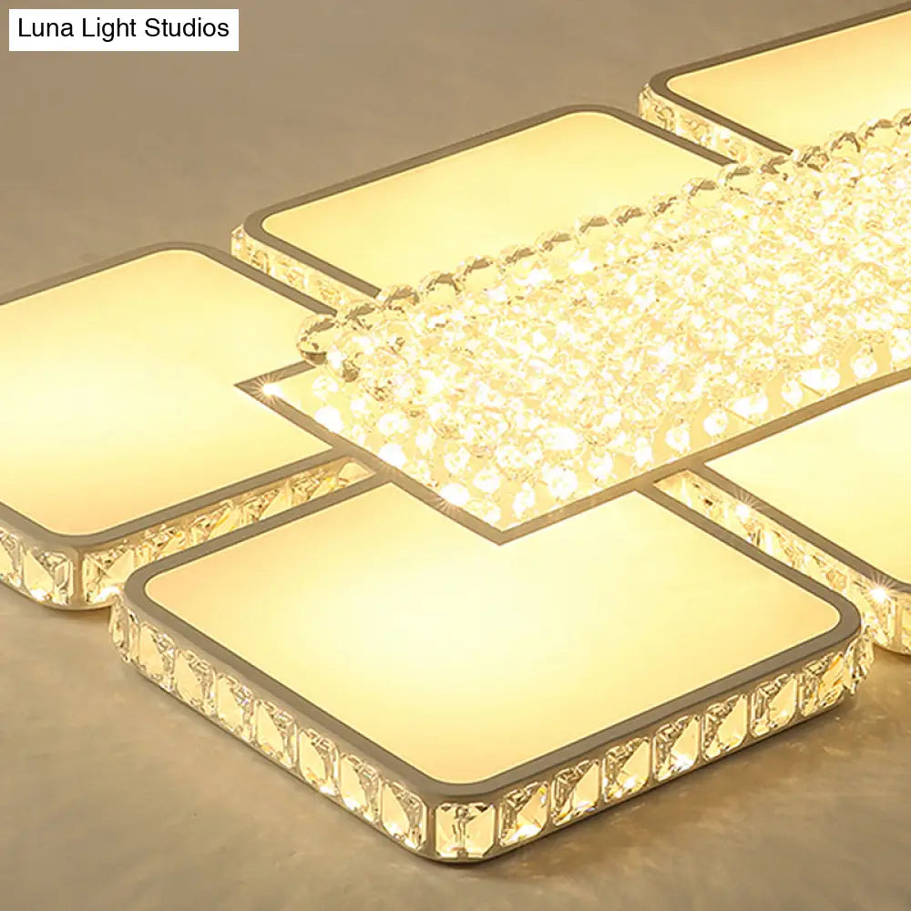 DecorBites™ DecorBites™ Contemporary Square LED Crystal Ceiling Light - White or Warm Light - Perfect for Living Rooms