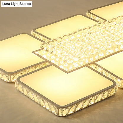 DecorBites™ DecorBites™ Contemporary Square LED Crystal Ceiling Light - White or Warm Light - Perfect for Living Rooms