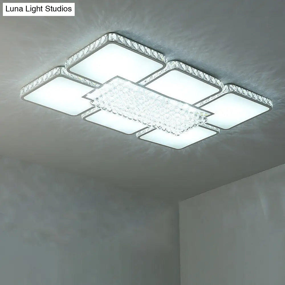 DecorBites™ DecorBites™ Contemporary Square LED Crystal Ceiling Light - White or Warm Light - Perfect for Living Rooms