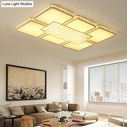 DecorBites™ DecorBites™ Contemporary Square LED Crystal Ceiling Light - White or Warm Light - Perfect for Living Rooms