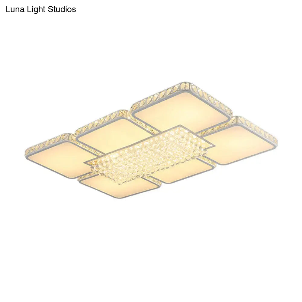 DecorBites™ DecorBites™ Contemporary Square LED Crystal Ceiling Light - White or Warm Light - Perfect for Living Rooms