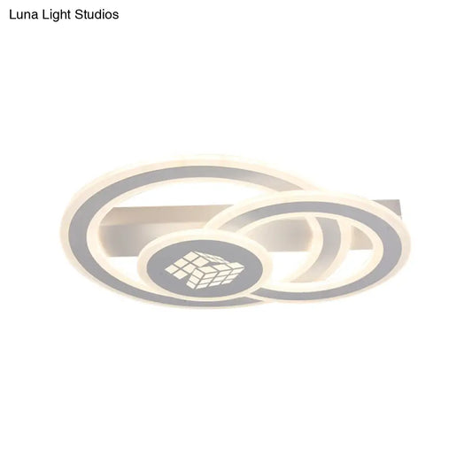 DecorBites™ DecorBites™ Contemporary Square Pattern Acrylic LED Flush Light - Warm/White Light, Remote Control Dimmable Ceiling Lighting