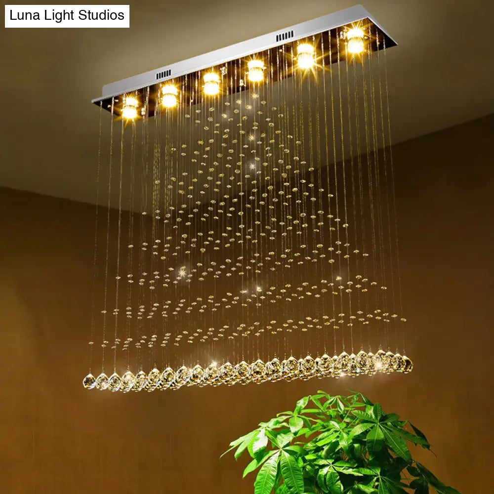 مصباح سقف ديكوربايتس™ المعاصر المصنوع من الفولاذ المقاوم للصدأ والكريستال والمثبت على السطح - مصباح مثلثي بستة مصابيح مثبتة على السطح