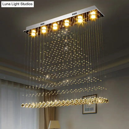 مصباح سقف ديكوربايتس™ المعاصر المصنوع من الفولاذ المقاوم للصدأ والكريستال والمثبت على السطح - مصباح مثلثي بستة مصابيح مثبتة على السطح