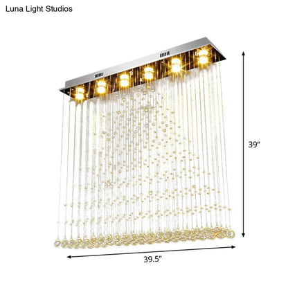 مصباح سقف ديكوربايتس™ المعاصر المصنوع من الفولاذ المقاوم للصدأ والكريستال والمثبت على السطح - مصباح مثلثي بستة مصابيح مثبتة على السطح