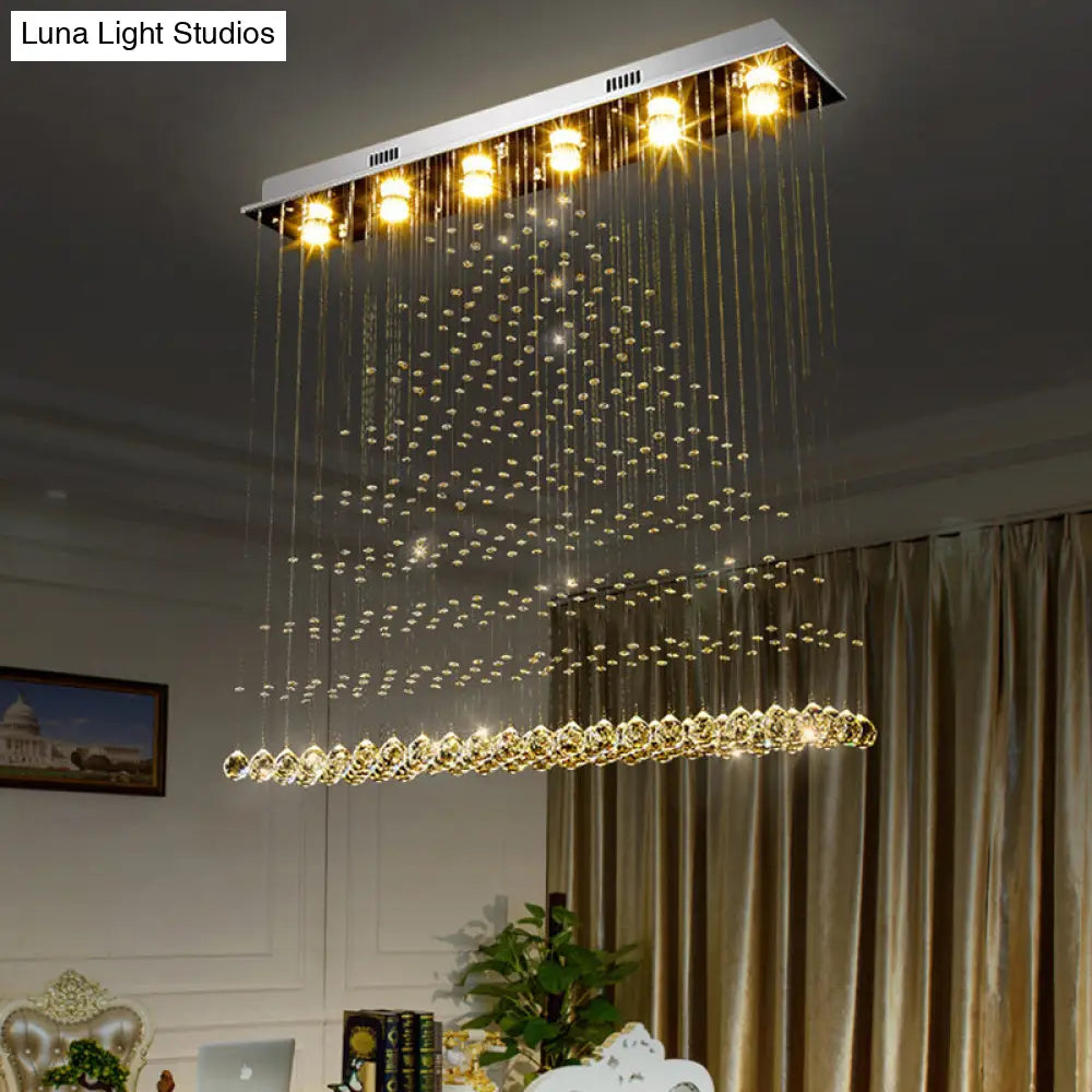 مصباح سقف ديكوربايتس™ المعاصر المصنوع من الفولاذ المقاوم للصدأ والكريستال والمثبت على السطح - مصباح مثلثي بستة مصابيح مثبتة على السطح