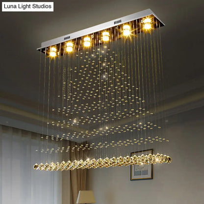 مصباح سقف ديكوربايتس™ المعاصر المصنوع من الفولاذ المقاوم للصدأ والكريستال والمثبت على السطح - مصباح مثلثي بستة مصابيح مثبتة على السطح