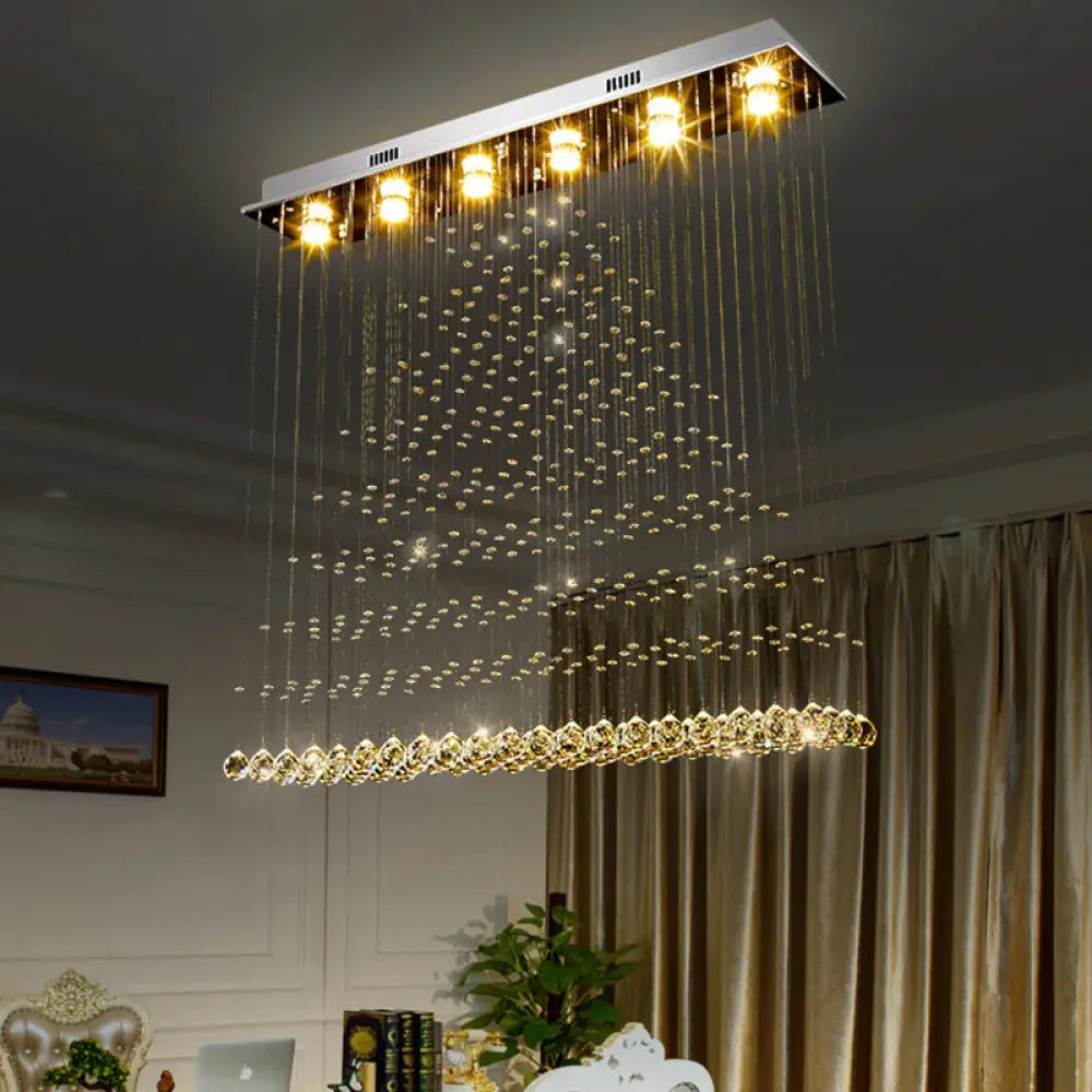 مصباح سقف ديكوربايتس™ المعاصر المصنوع من الفولاذ المقاوم للصدأ والكريستال والمثبت على السطح - مصباح مثلثي بستة مصابيح مثبتة على السطح