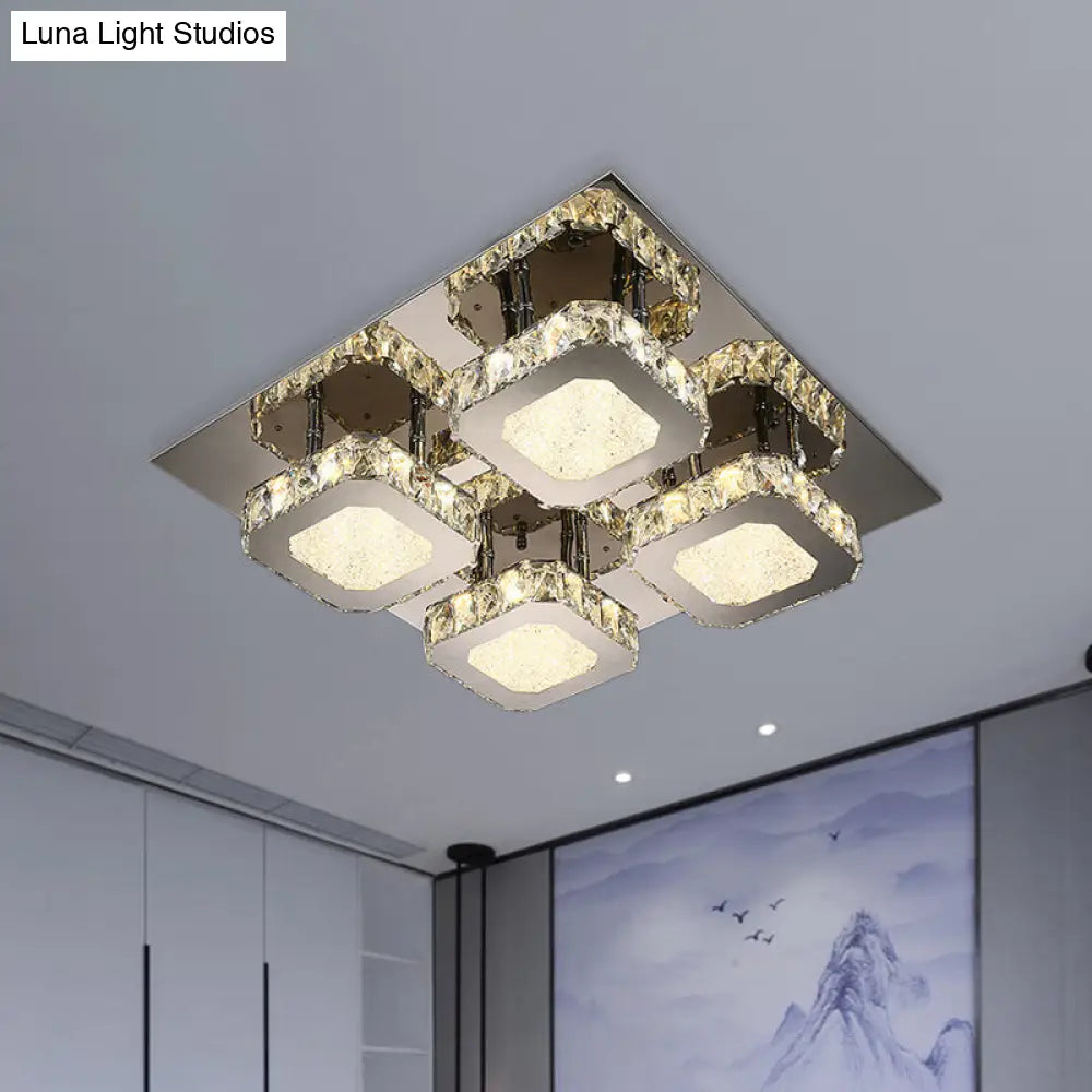 DecorBites™ DecorBites™ Contemporary Stainless Steel LED Ceiling Lamp with Crystal Accent