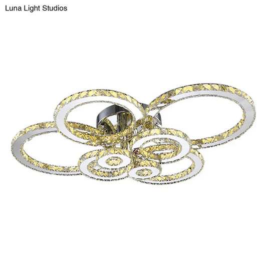 DecorBites™ DecorBites™ Contemporary Stainless-Steel LED Flush Mount Ceiling Light with Embedded Crystal Ring Design