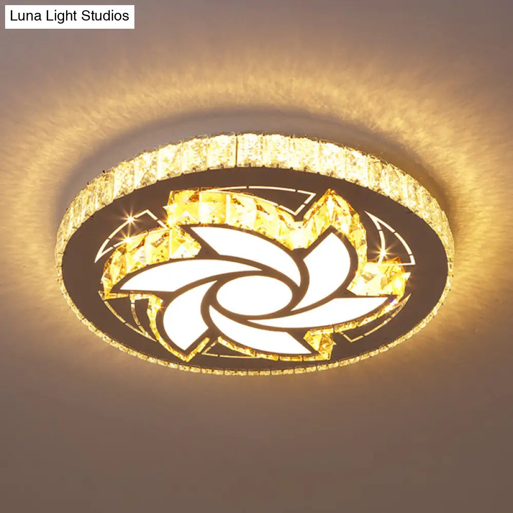 DecorBites™ DecorBites™ Contemporary Stainless-Steel LED Flush Mount Ceiling Light with Spiral Flower Design - Bedroom Lighting Fixture