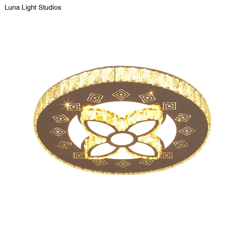 DecorBites™ DecorBites™ Contemporary Stainless-Steel LED Flush Mount Ceiling Light with Spiral Flower Design - Bedroom Lighting Fixture