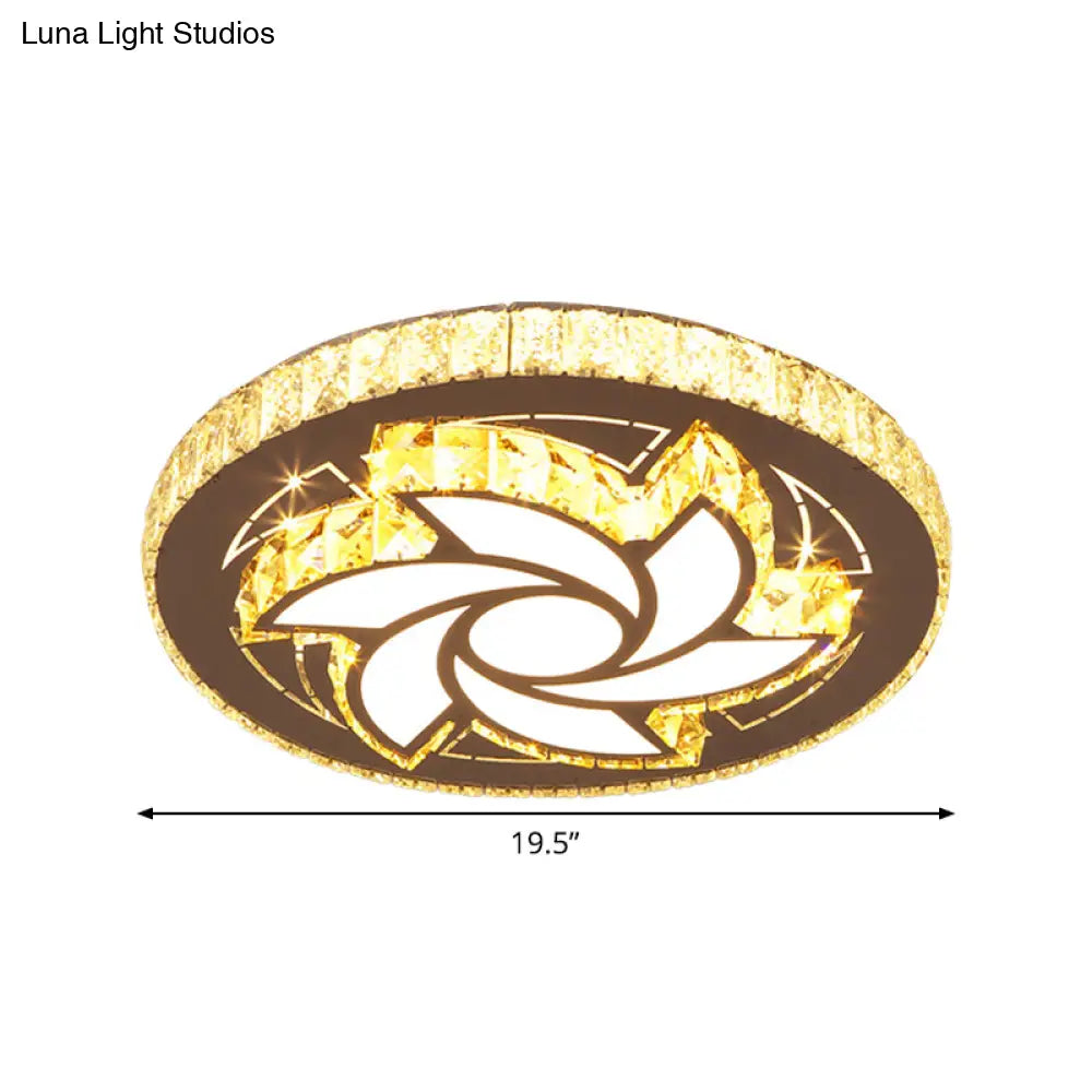 DecorBites™ DecorBites™ Contemporary Stainless-Steel LED Flush Mount Ceiling Light with Spiral Flower Design - Bedroom Lighting Fixture