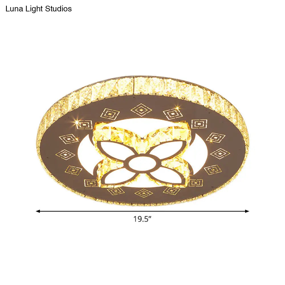 DecorBites™ DecorBites™ Contemporary Stainless-Steel LED Flush Mount Ceiling Light with Spiral Flower Design - Bedroom Lighting Fixture