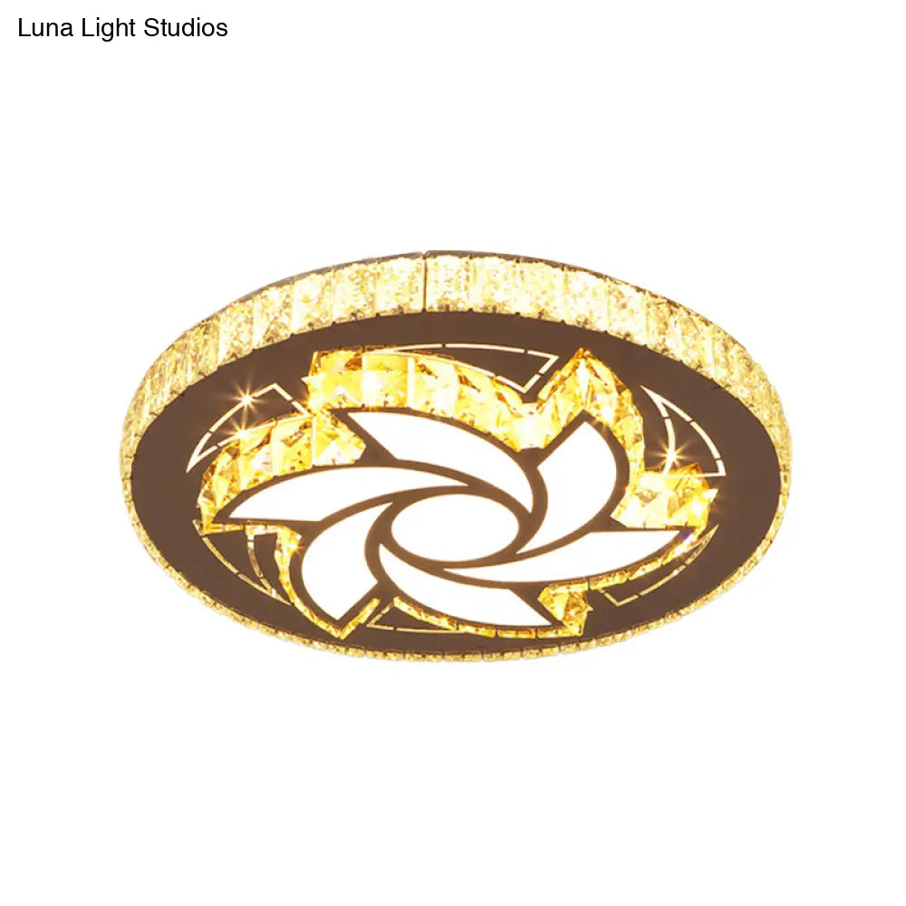 DecorBites™ DecorBites™ Contemporary Stainless-Steel LED Flush Mount Ceiling Light with Spiral Flower Design - Bedroom Lighting Fixture