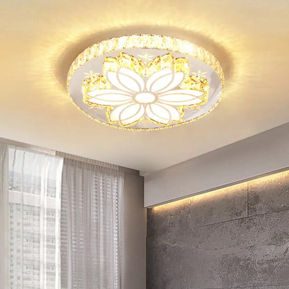 DecorBites™ DecorBites™ Contemporary Stainless-Steel LED Flush Mount Ceiling Light with Spiral Flower Design - Bedroom Lighting Fixture