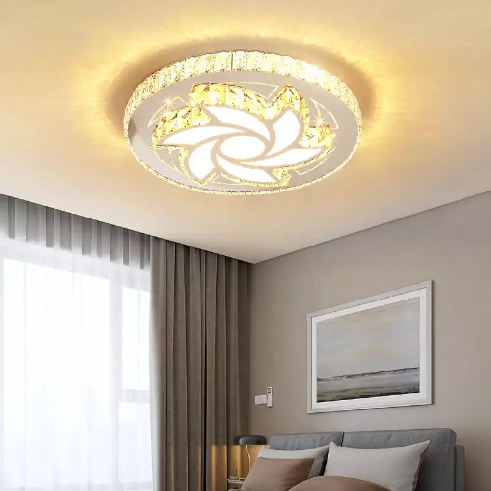 DecorBites™ DecorBites™ Contemporary Stainless-Steel LED Flush Mount Ceiling Light with Spiral Flower Design - Bedroom Lighting Fixture