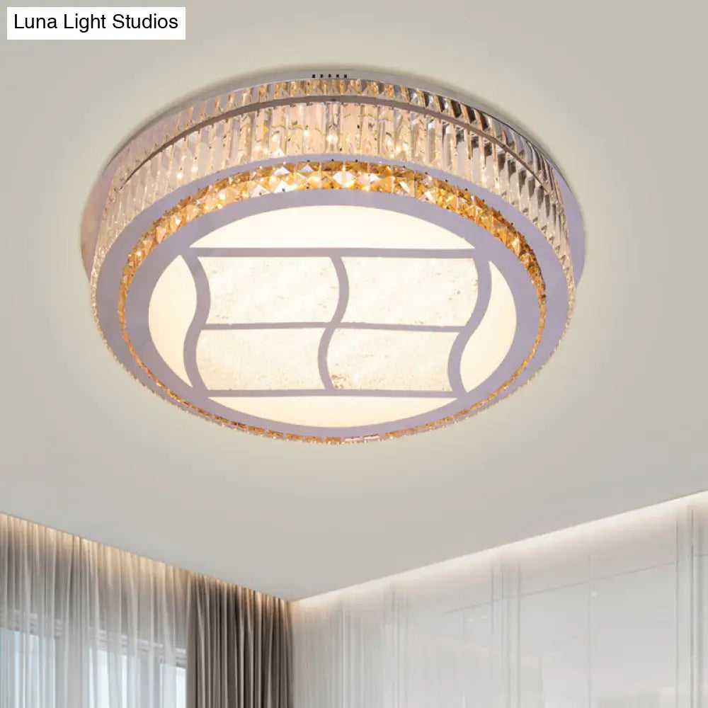 DecorBites™ DecorBites™ Contemporary Stainless-Steel LED Flush Mount Light Fixture with Crystal Blocks, 19.5"/31.5" Width