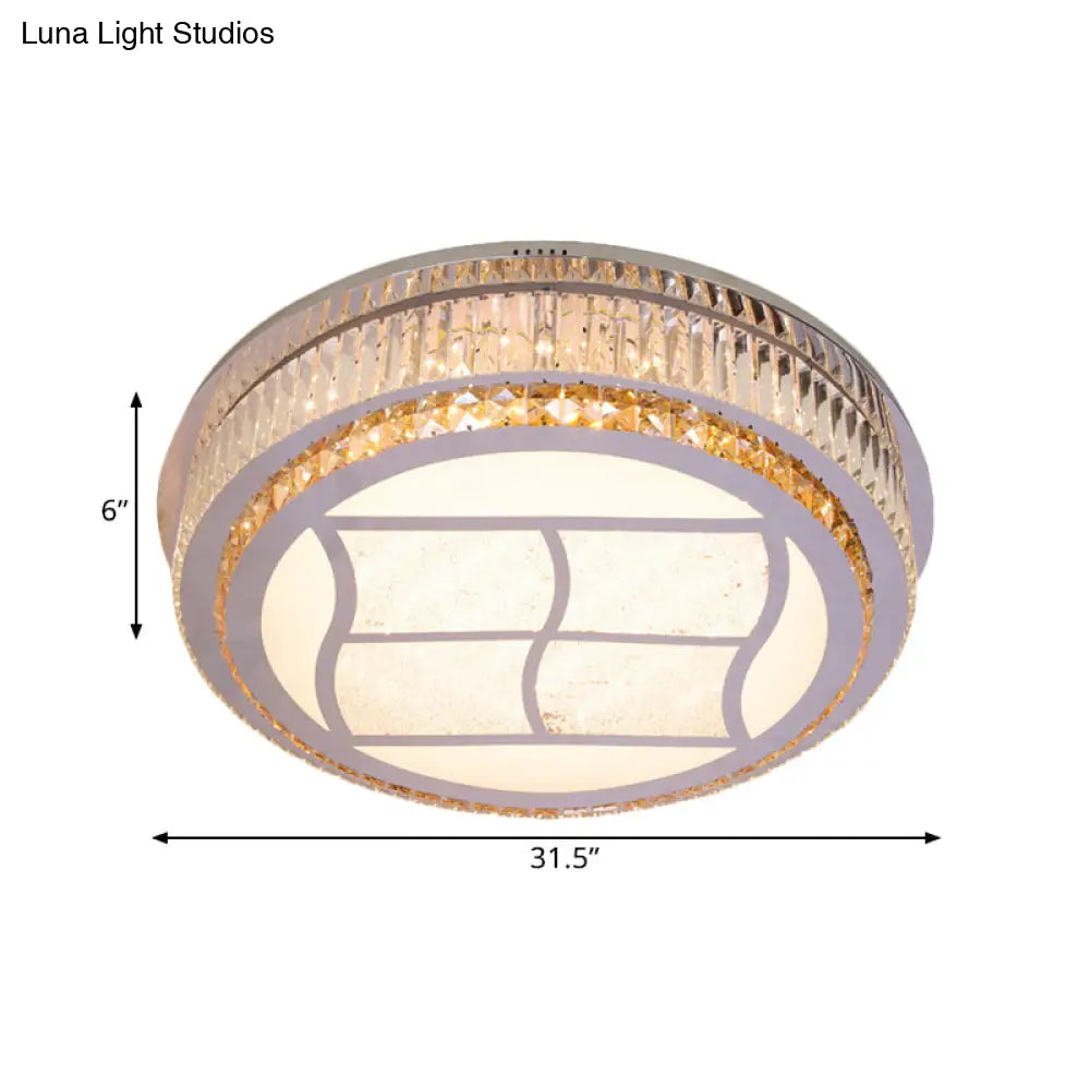DecorBites™ DecorBites™ Contemporary Stainless-Steel LED Flush Mount Light Fixture with Crystal Blocks, 19.5"/31.5" Width