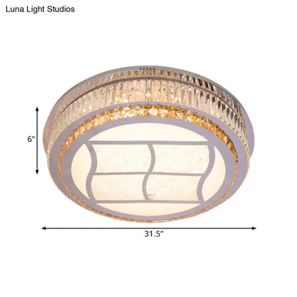 DecorBites™ DecorBites™ Contemporary Stainless-Steel LED Flush Mount Light Fixture with Crystal Blocks, 19.5"/31.5" Width