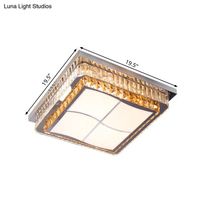 DecorBites™ DecorBites™ Contemporary Stainless-Steel LED Flush Mount Light Fixture with Crystal Blocks, 19.5"/31.5" Width