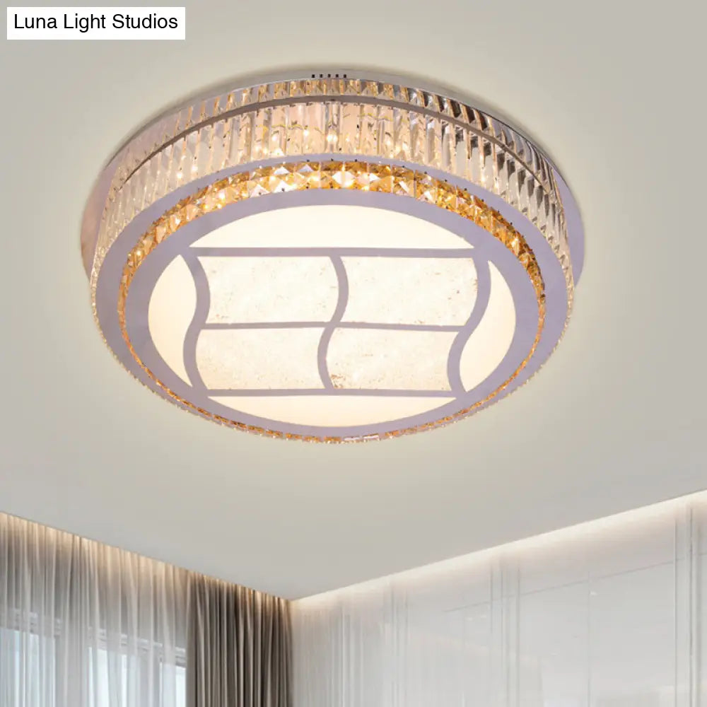 DecorBites™ DecorBites™ Contemporary Stainless-Steel LED Flush Mount Light Fixture with Crystal Blocks, 19.5"/31.5" Width