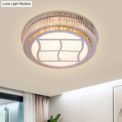 DecorBites™ DecorBites™ Contemporary Stainless-Steel LED Flush Mount Light Fixture with Crystal Blocks, 19.5"/31.5" Width