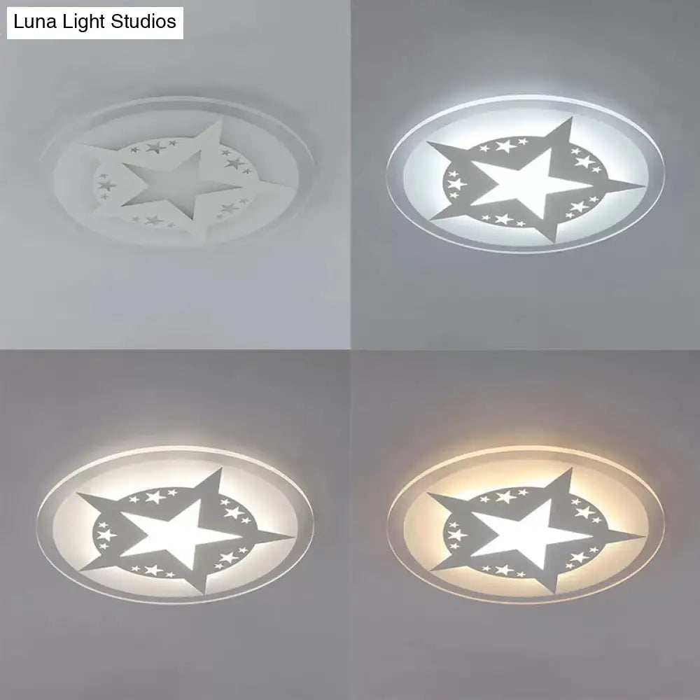 DecorBites™ DecorBites™ Contemporary Star Acrylic Ceiling Lamp - Circle Living Room Light in White