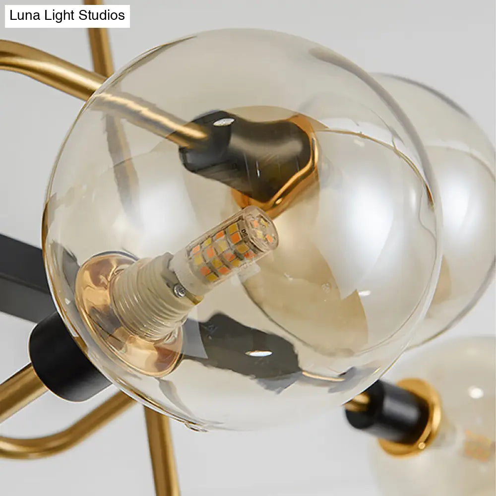 Lámpara de araña contemporánea Starburst: Lámpara colgante de cristal ámbar/gris humo/crema de 10 luces