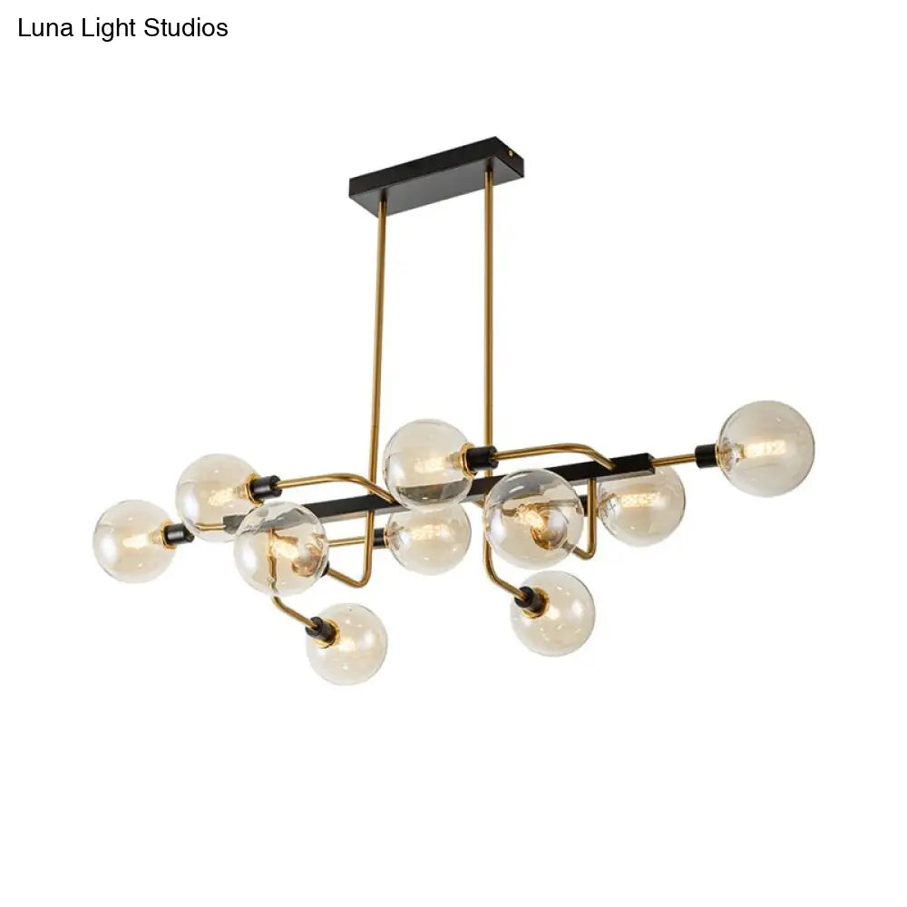 Lámpara de araña contemporánea Starburst: Lámpara colgante de cristal ámbar/gris humo/crema de 10 luces