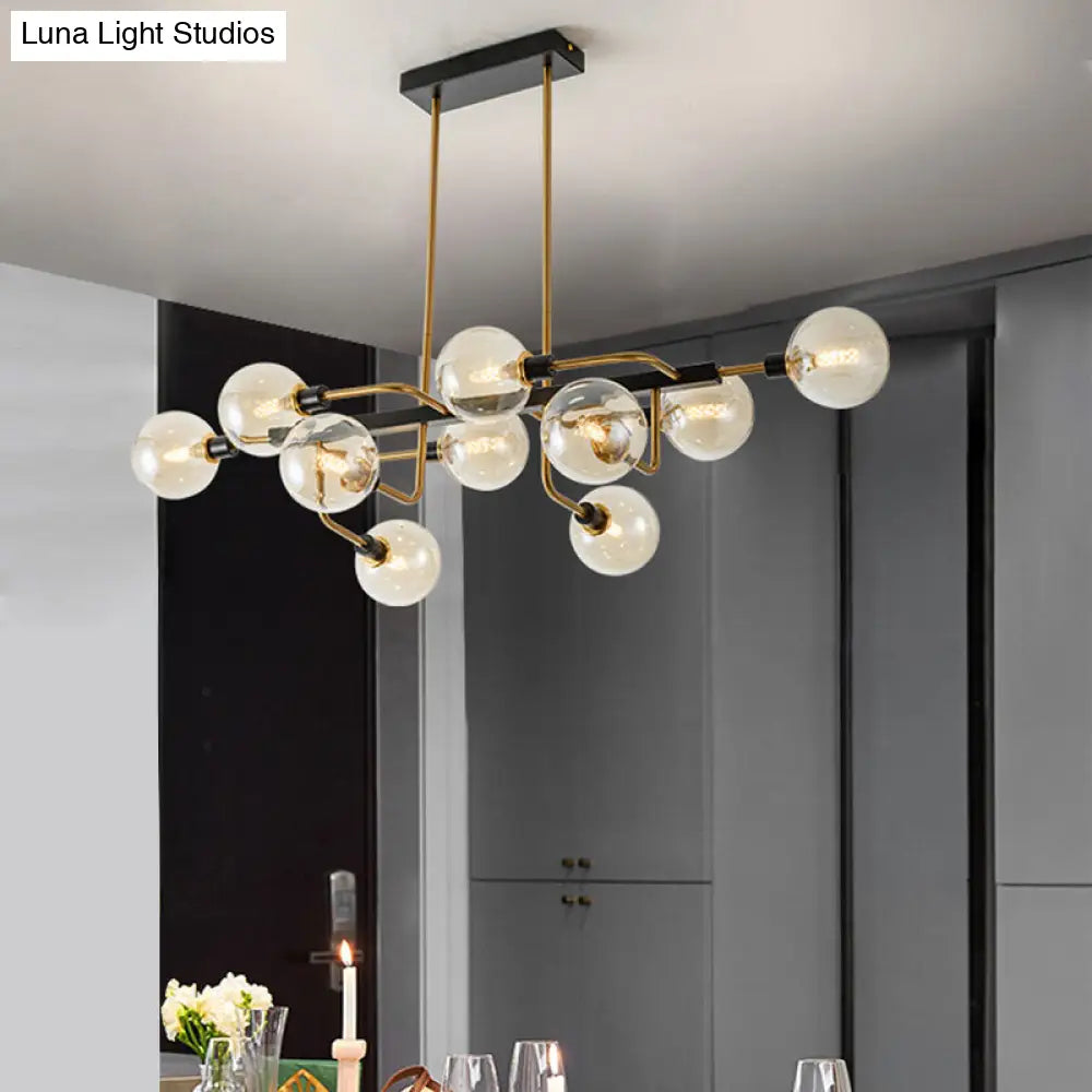 Lámpara de araña contemporánea Starburst: Lámpara colgante de cristal ámbar/gris humo/crema de 10 luces