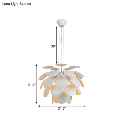 Contemporary Style Metallic Pinecone Ceiling Hanging Light - 1 Light White Pendant Lamp - 21.5"/25.5