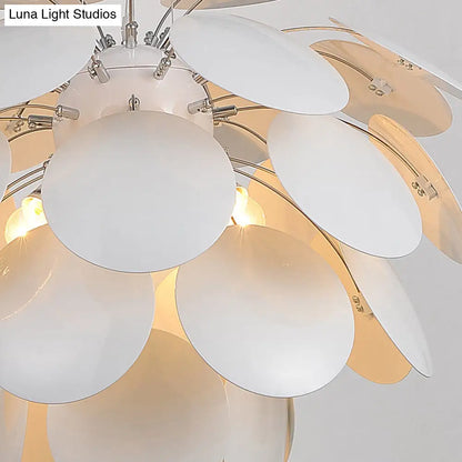 Contemporary Style Metallic Pinecone Ceiling Hanging Light - 1 Light White Pendant Lamp - 21.5"/25.5