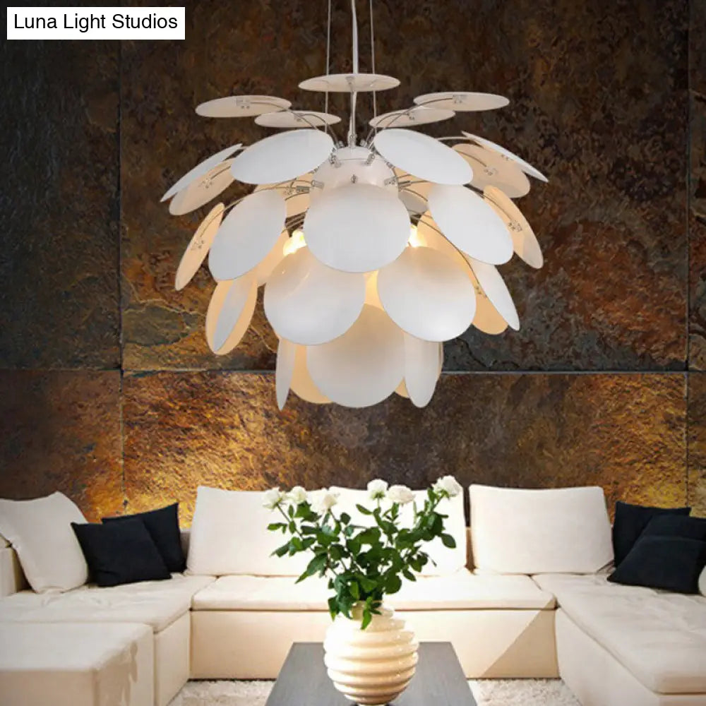 Contemporary Style Metallic Pinecone Ceiling Hanging Light - 1 Light White Pendant Lamp - 21.5"/25.5