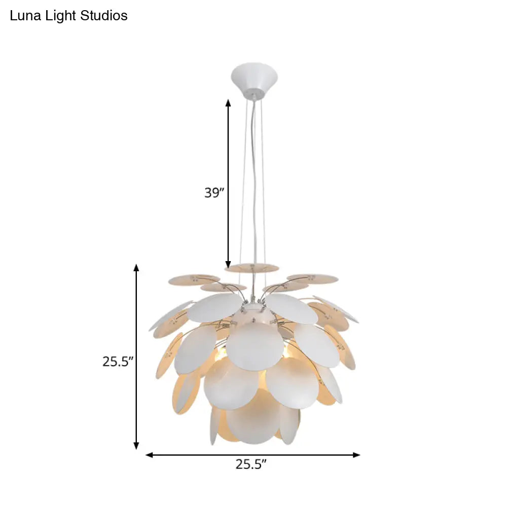 Contemporary Style Metallic Pinecone Ceiling Hanging Light - 1 Light White Pendant Lamp - 21.5"/25.5