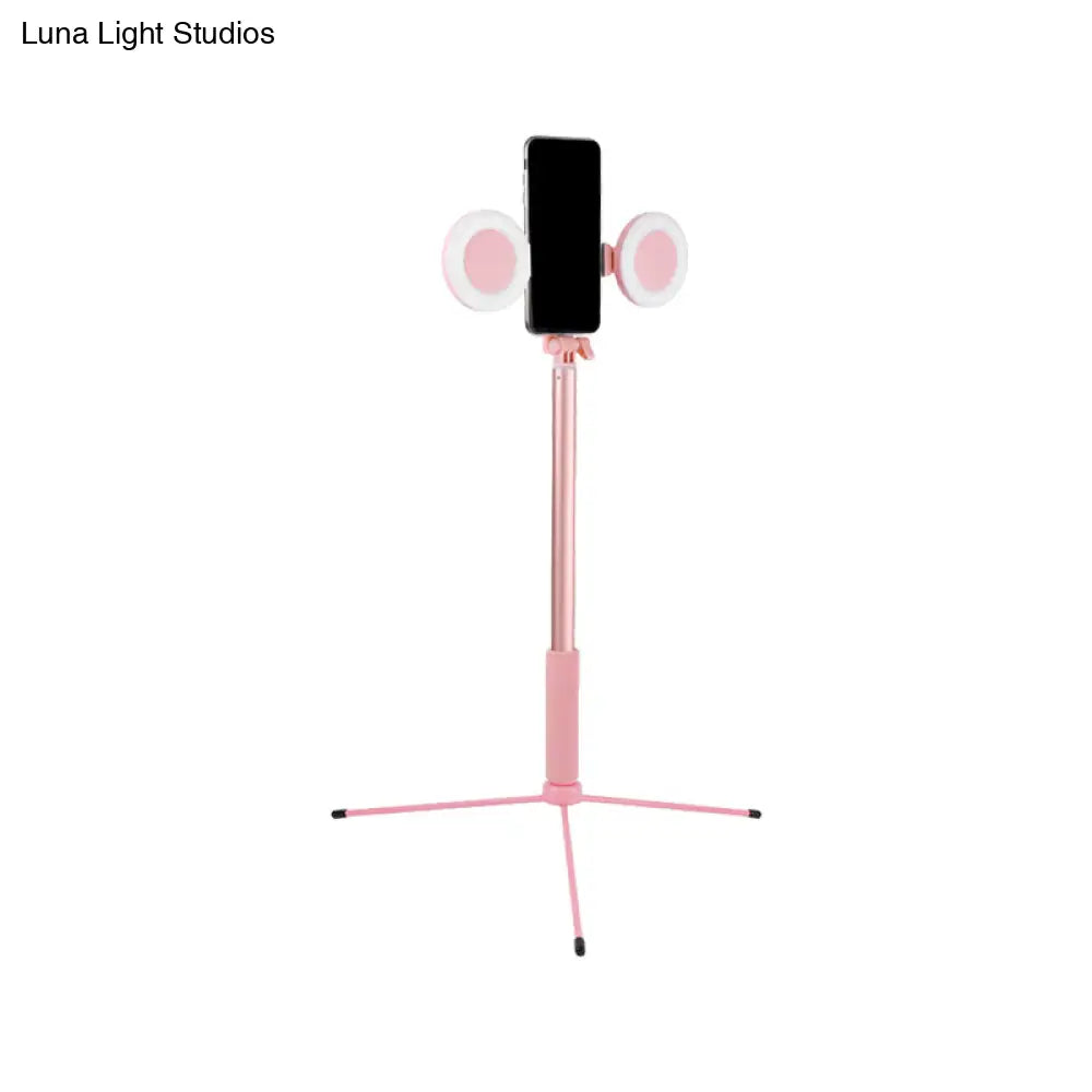 ديكوربايتس™ مصباح ليد وردي بتصميم عصري مع منفذ يو إس بي - إضاءة مكياج دائرية من الحديد