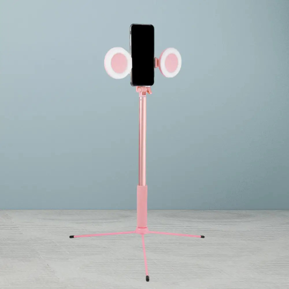 ديكوربايتس™ مصباح ليد وردي بتصميم عصري مع منفذ يو إس بي - إضاءة مكياج دائرية من الحديد