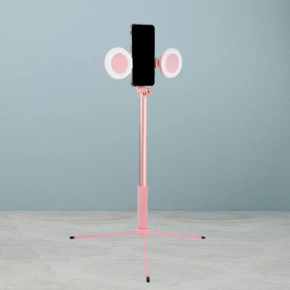 ديكوربايتس™ مصباح ليد وردي بتصميم عصري مع منفذ يو إس بي - إضاءة مكياج دائرية من الحديد