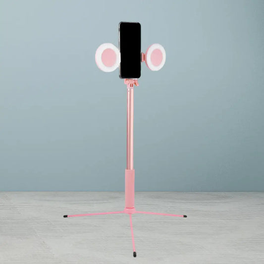 ديكوربايتس™ مصباح ليد وردي بتصميم عصري مع منفذ يو إس بي - إضاءة مكياج دائرية من الحديد